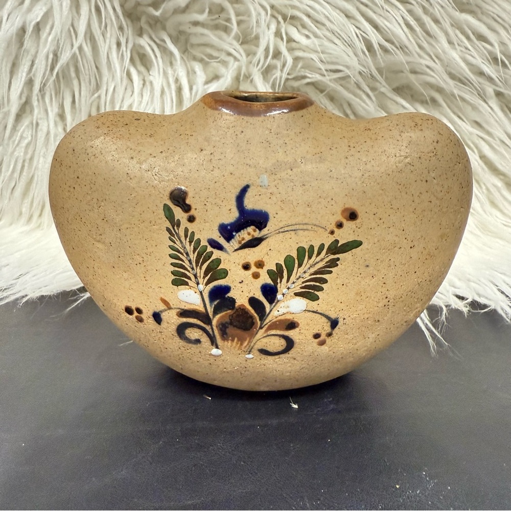 Vtg Netzi Tonala Mexican Sandstone Pottery Vase Handmade/Painted Folk Art - Picture 4 of 16